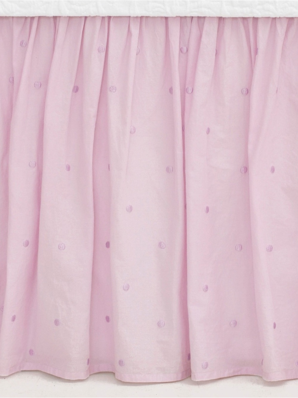 Pine Cone Hill Twin Size Swiss Dot bedskirt in lilac
